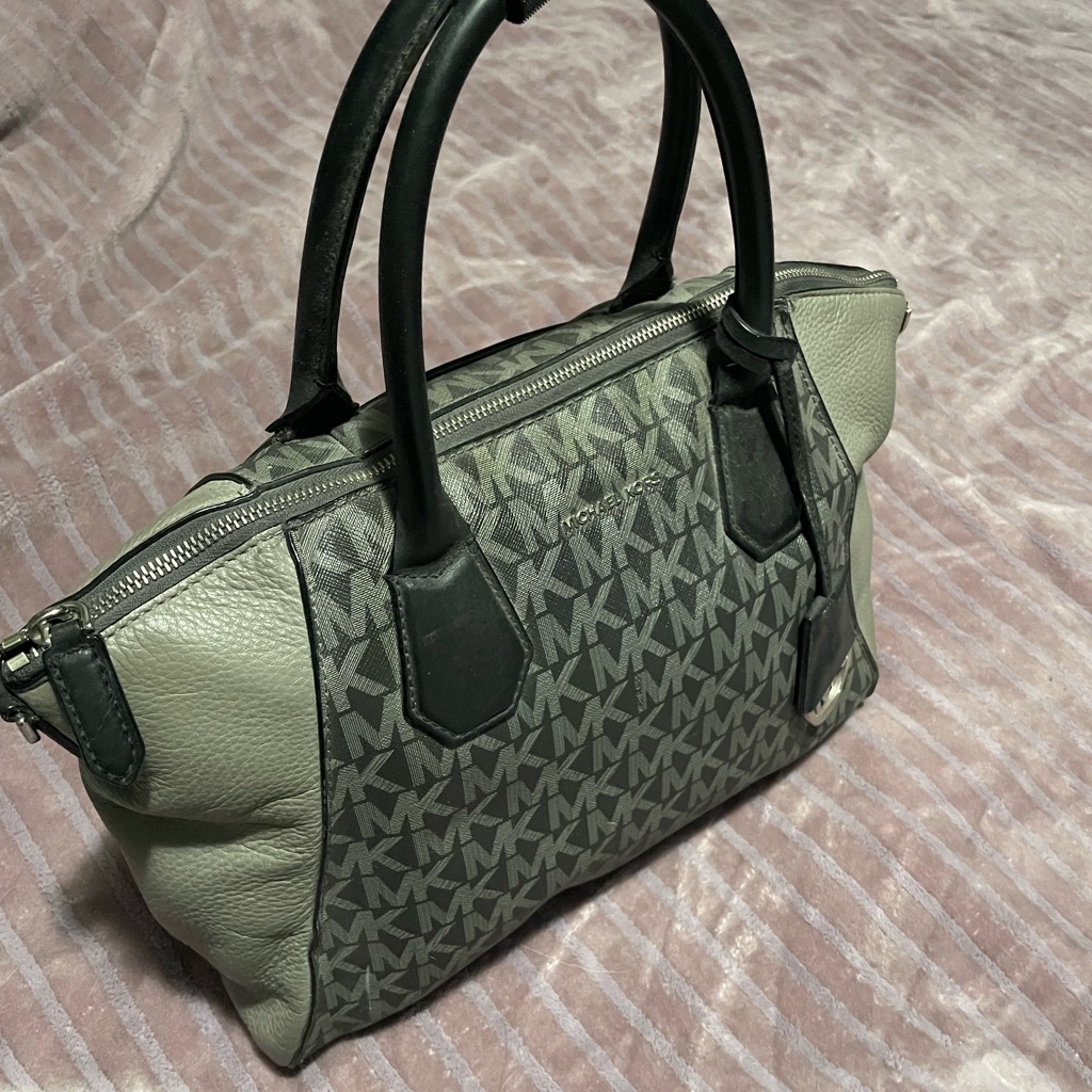 Michael Kors Black And Gray Monogram Satchel
